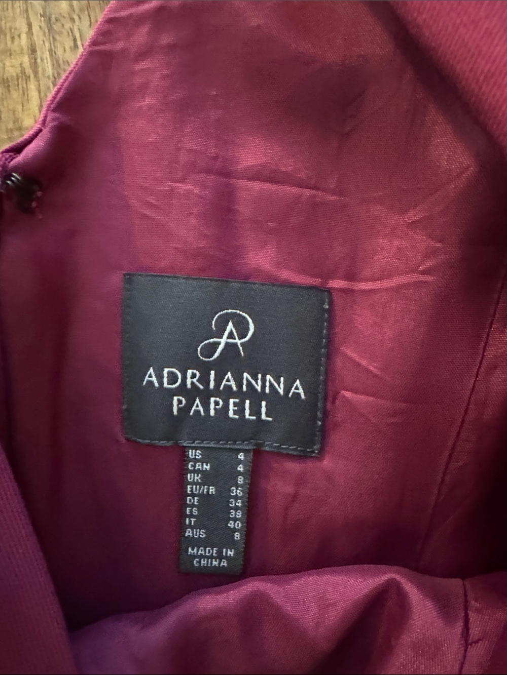 Adrianna Papell Burgundy red wine berry A-Line Party Dress satin feel A line - Picture 4 of 6